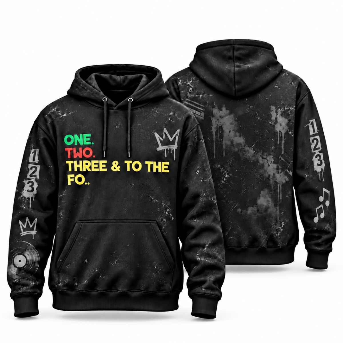 90s Old School Rap Hip Hop One Two Three Quote Hoodie